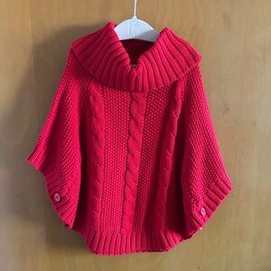 Carter's Vibrant Red Cable Knit Poncho